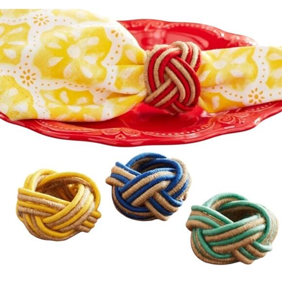The Pioneer Woman Woven Napkin Rings 4 Pack Set New In Box 2.25" x1.38" Colorful - Picture 1 of 8